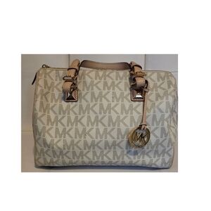 Michael Kors Beige and Brown Signature Satchel
